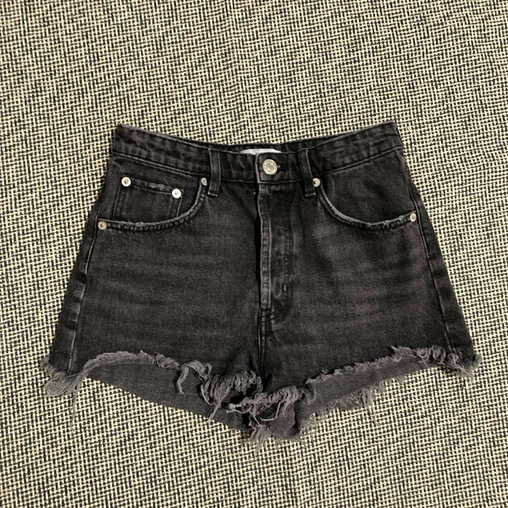 Zara Black Denim  Shorts Cut Off